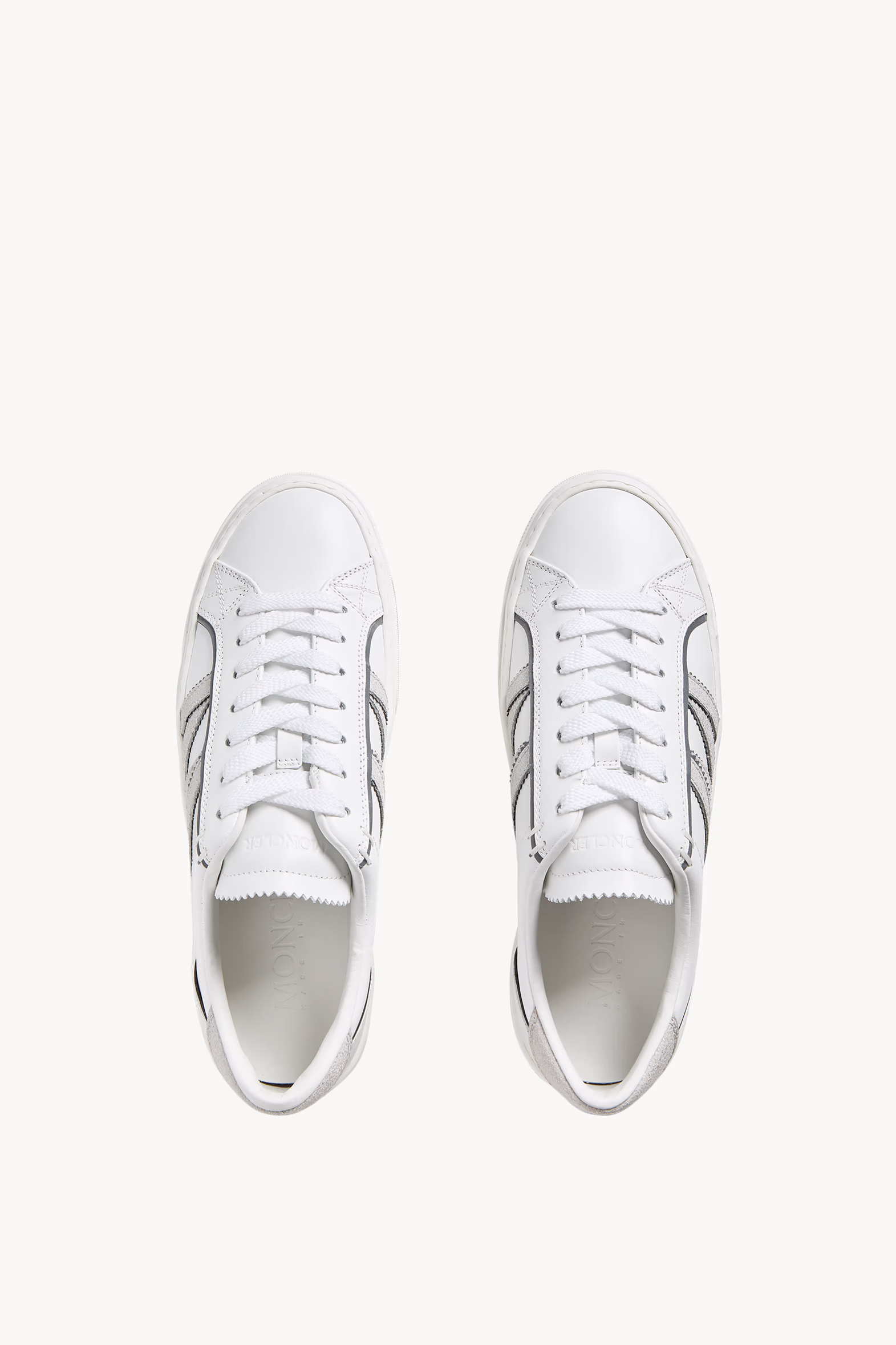Monaco2 Leather & Glitter Sneakers Women White Moncler 6